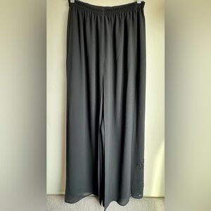 Vintage Adrianna Papell Black Star Embellished Wide leg Flapper Elegant Pants